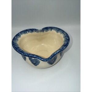 Vintage Studio Art Pottery Spongeware Heart Mixing Bowl Large